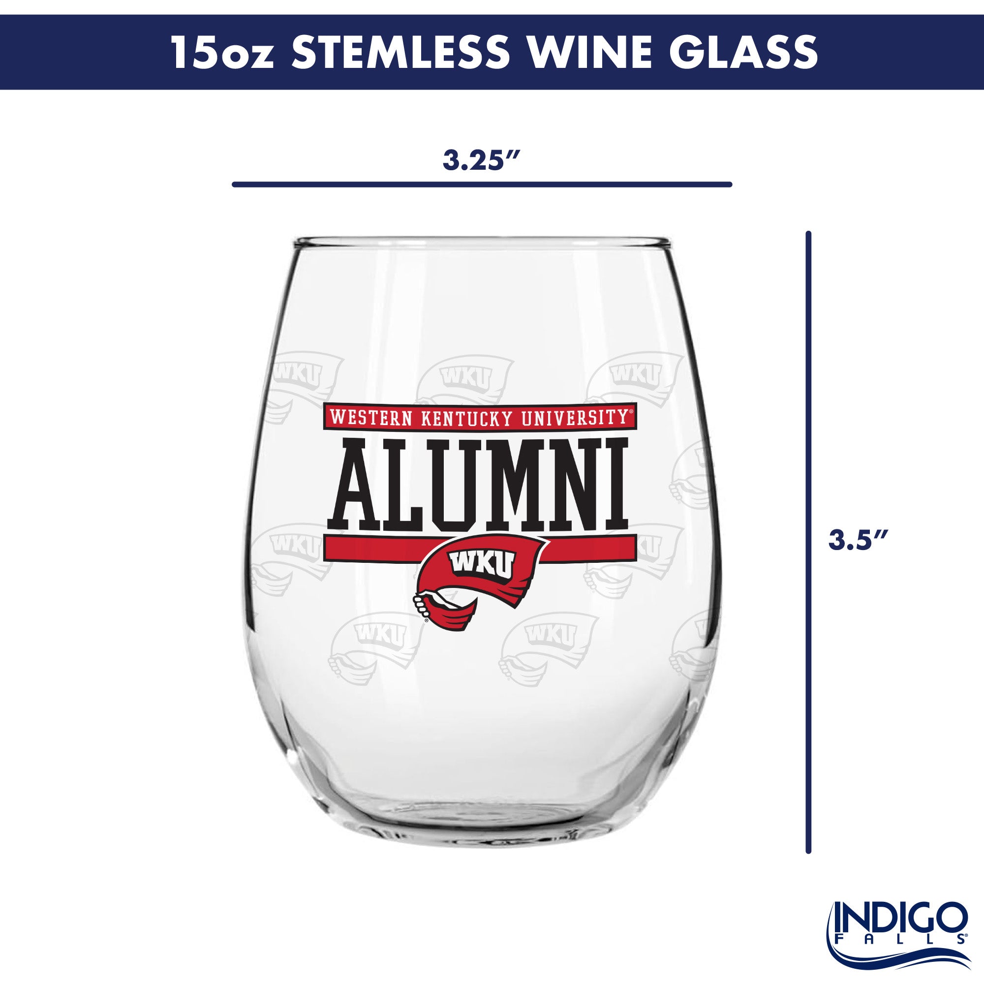 Set of 2 Western Kentucky Hilltoppers Alumni 15oz Stemless