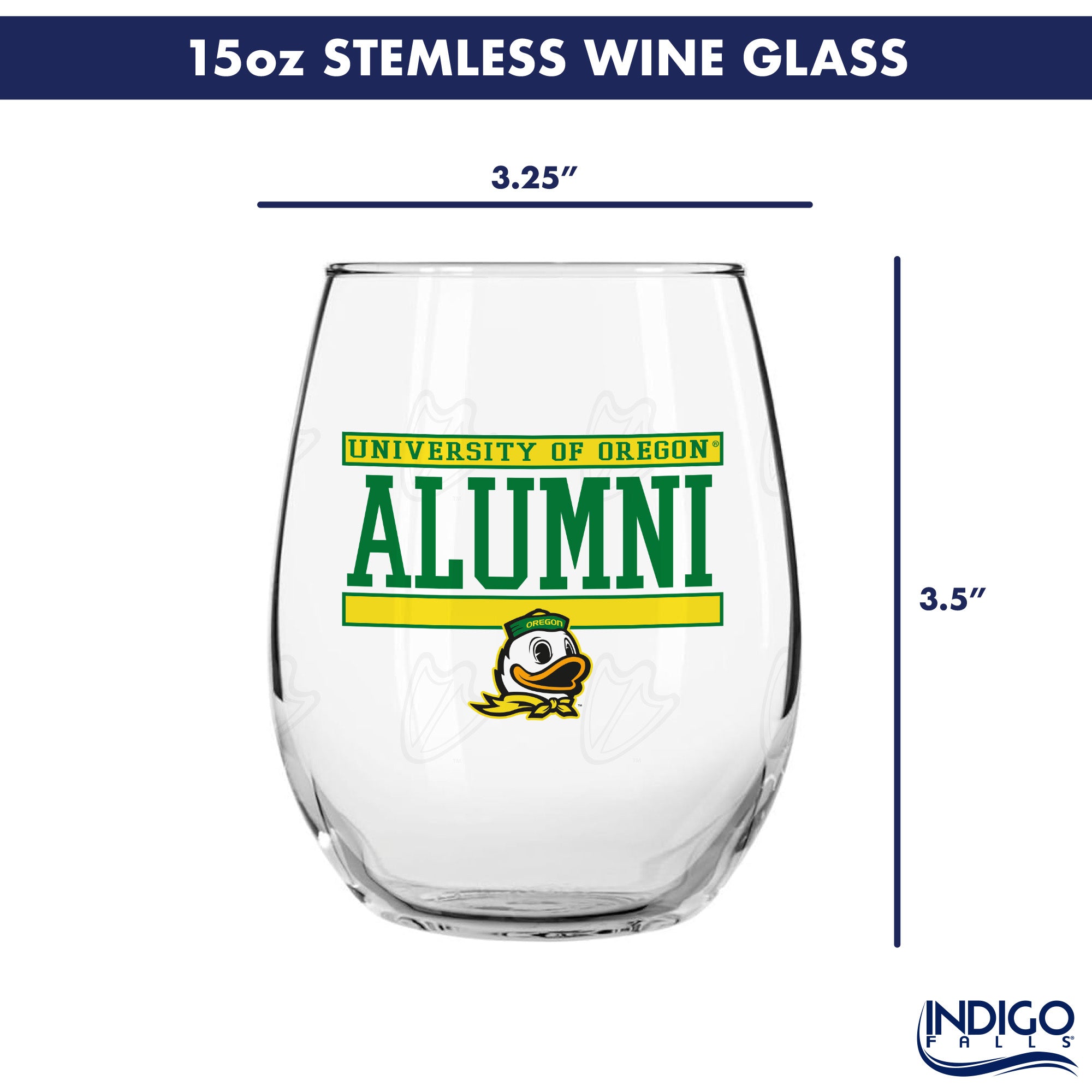 Set of 2 Oregon Ducks Alumni 15oz Stemless