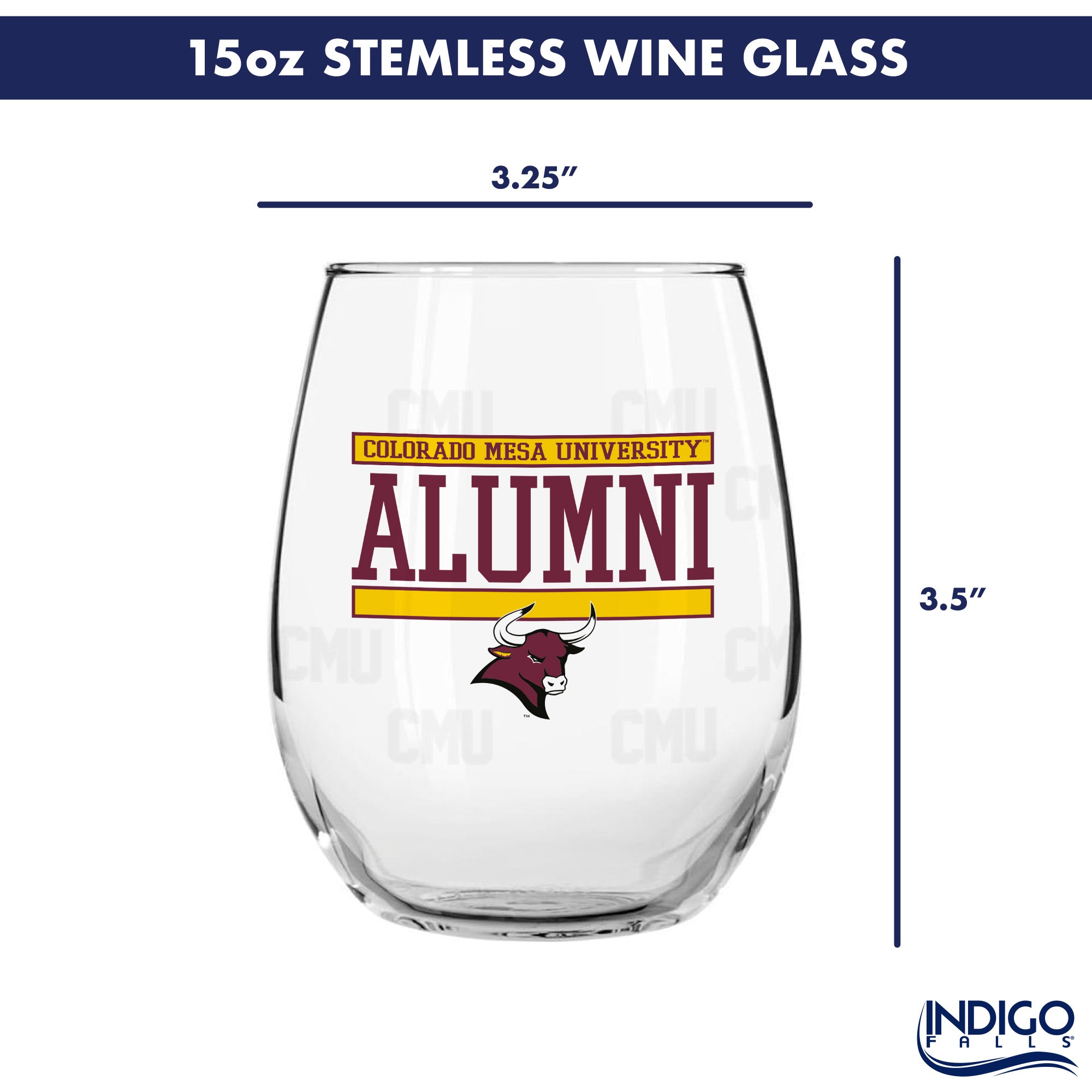 Set of 2 Colorado Mesa Mavericks Alumni 15oz Stemless