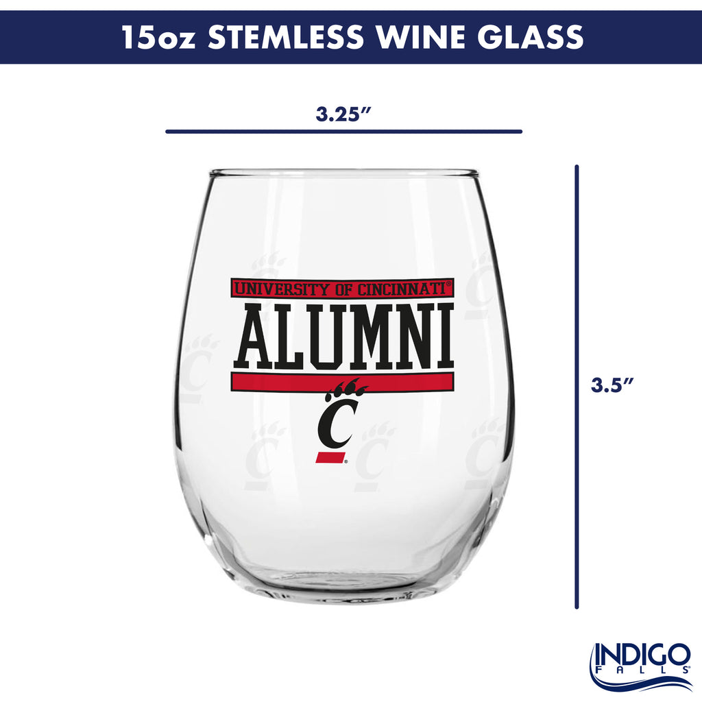 Set of 2 Cincinnati Bearcats Alumni 15oz Stemless