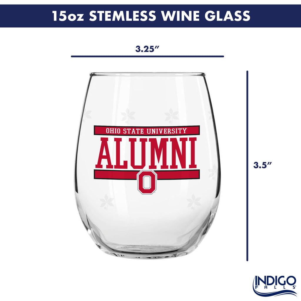 Set of 2 Ohio State Buckeyes Alumni 15oz Stemless