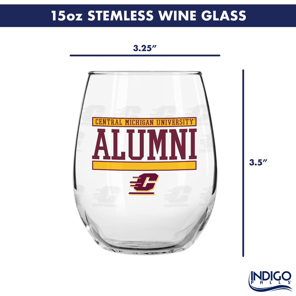 Set of 2 Central Michigan Chippewas Alumni 15oz Stemless