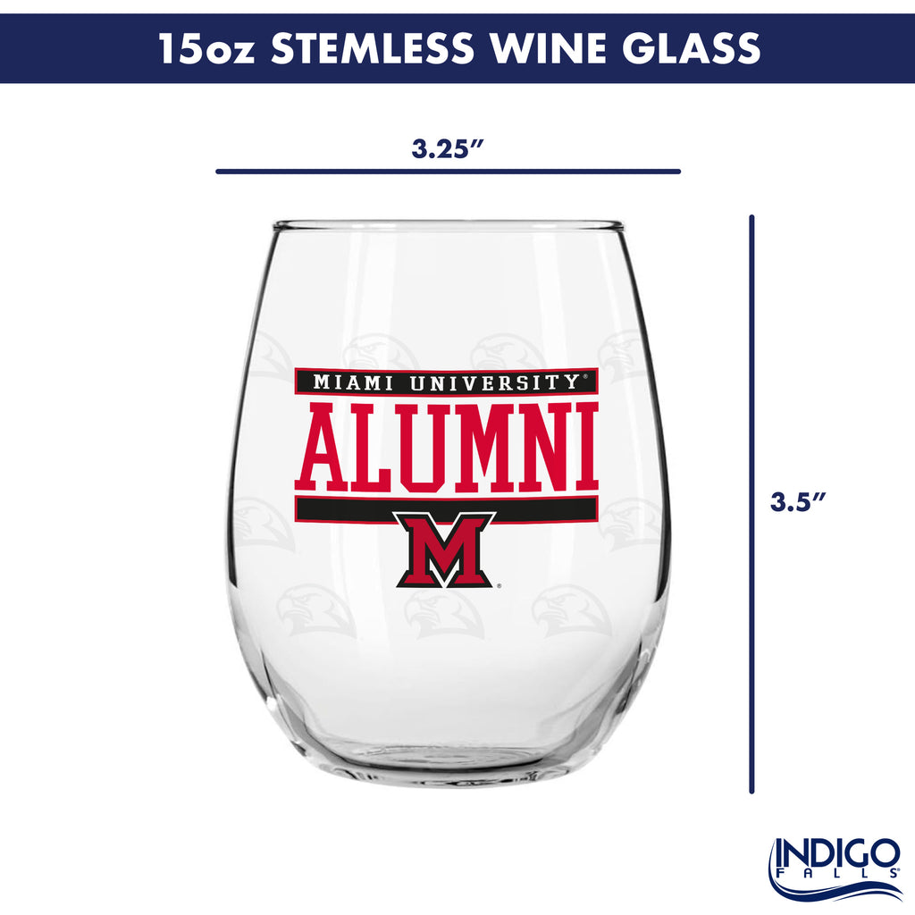 Set of 2 Miami Redhawks Alumni 15oz Stemless