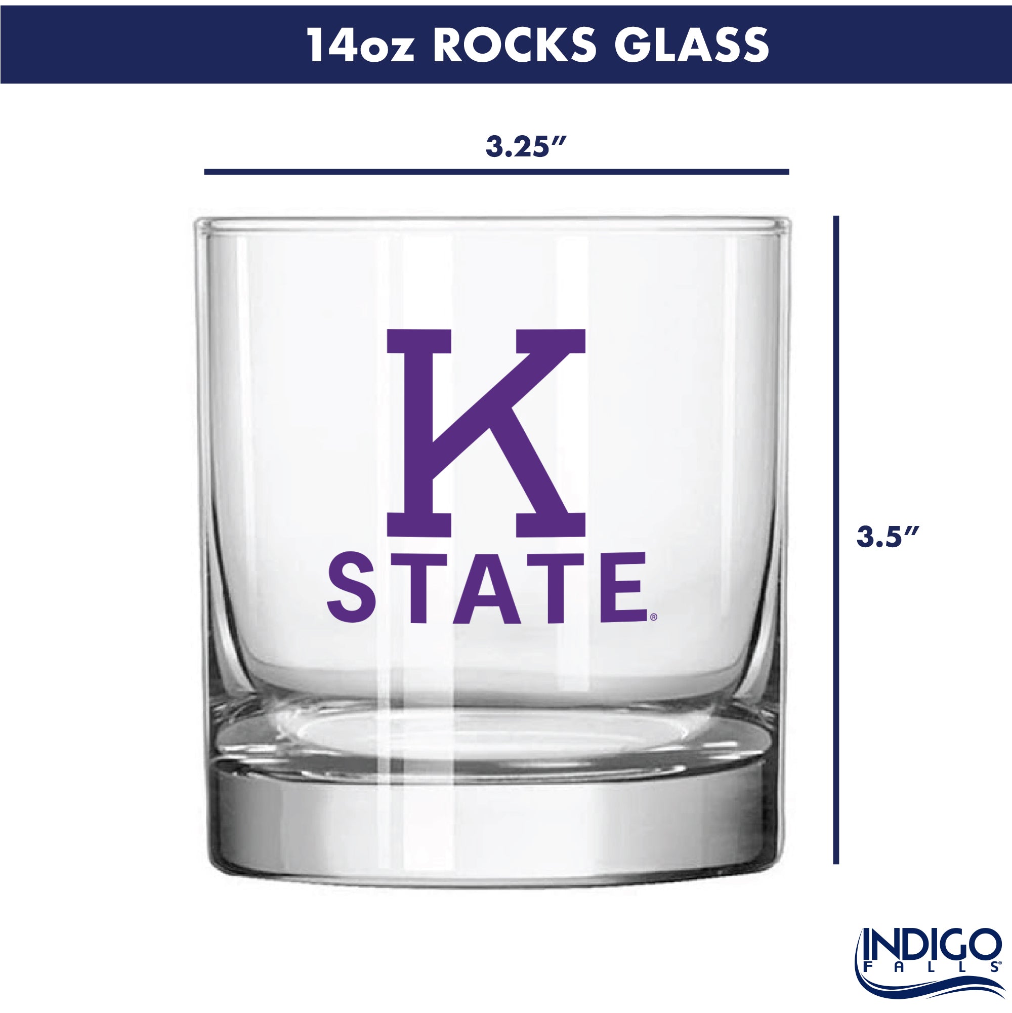 Set of 2 K-State Wildcats College Vault Sketch 14oz Rocks Glasses