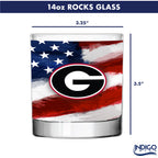 Set of 2 Georgia Bulldogs 14oz Americana Rocks Glasses