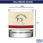 Georgia Bulldogs Set of 2 College Vault Tan Retro 14oz Rocks Glasses