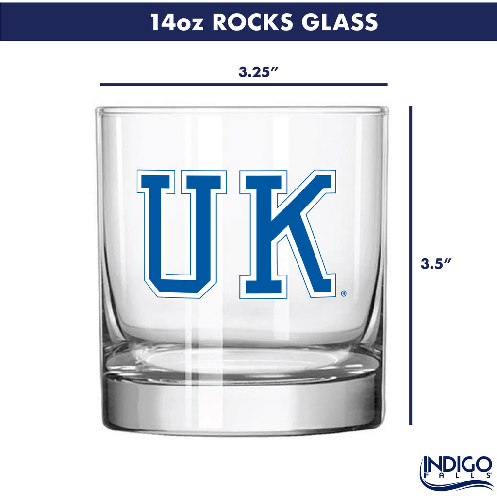 Set of 2 Kentucky Wildcats College Vault Sketch 14oz Rocks Glasses