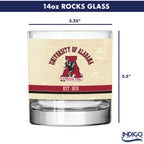 Alabama Crimson Tide Set of 2 College Vault Tan Retro 14oz Rocks Glasses