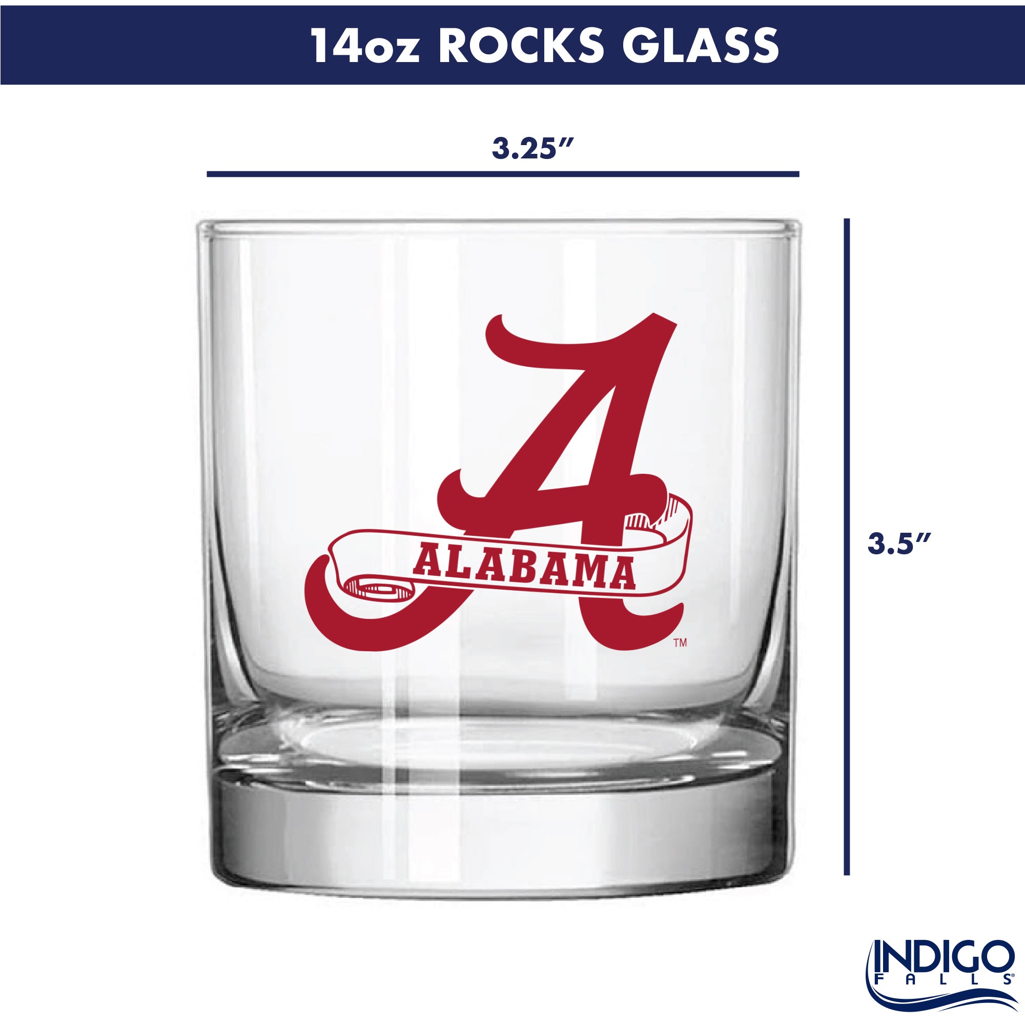 Set of 2 Alabama Crimson Tide College Vault Sketch 14oz Rocks Glasses