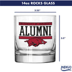 Set of 2 Arkansas Razorbacks 14oz Alumni Rocks Glasses