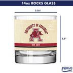 Arkansas Razorbacks Set of 2 College Vault Tan Retro 14oz Rocks Glasses