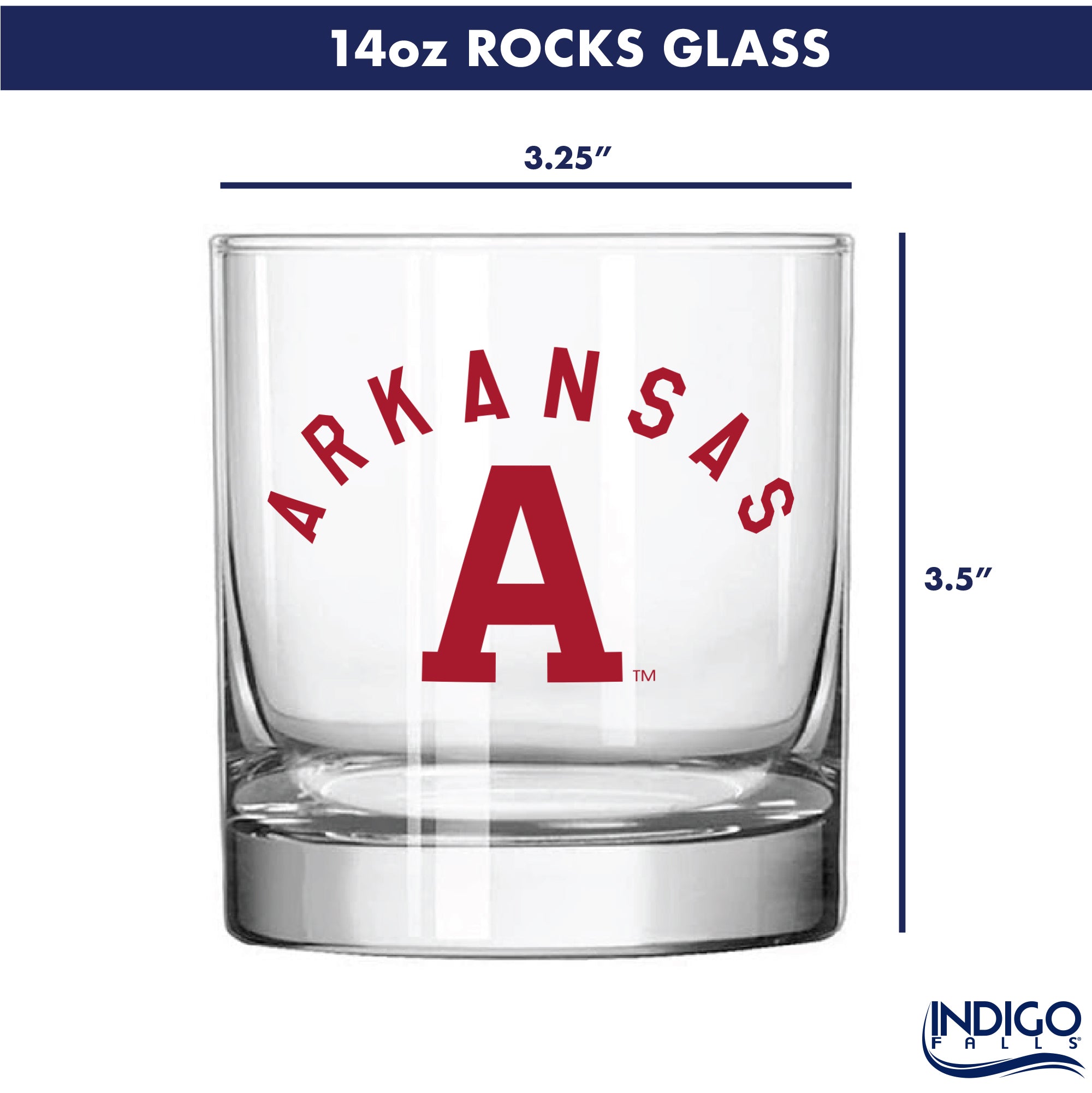 Set of 2 Arkansas Razorbacks College Vault Sketch 14oz Rocks Glasses