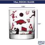 Set of 2 Arkansas Razorbacks Basketball Sketch 14oz Rocks Glasses