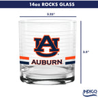Set of 2 Auburn Tigers 14oz Ring Rocks Glasses