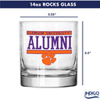 Set of 2 Clemson Tigers 14oz Alumni Rocks Glasses