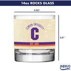 Clemson Tigers Set of 2 College Vault Tan Retro 14oz Rocks Glasses