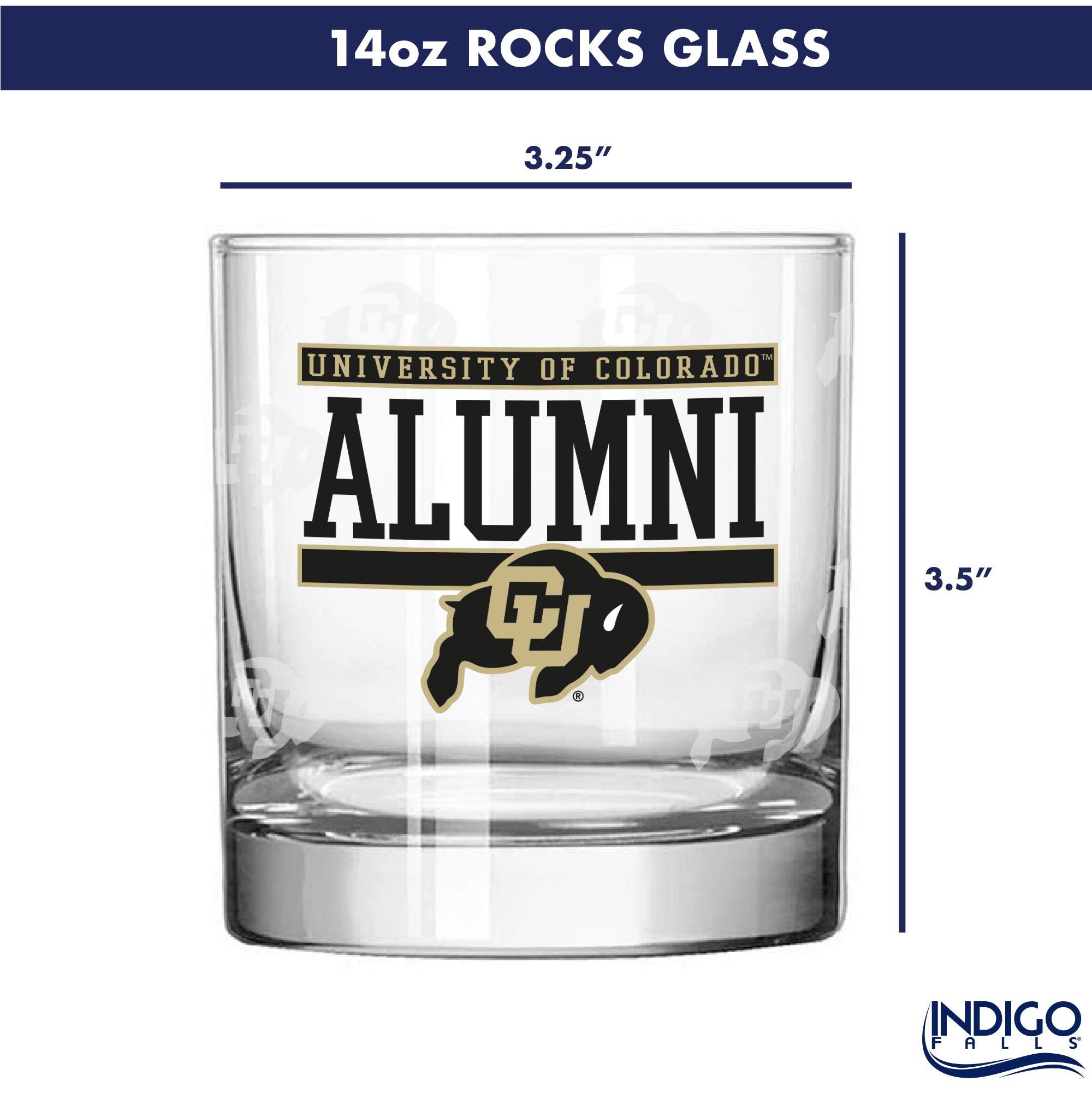 Set of 2 Colorado Buffaloes 14oz Alumni Rocks Glasses