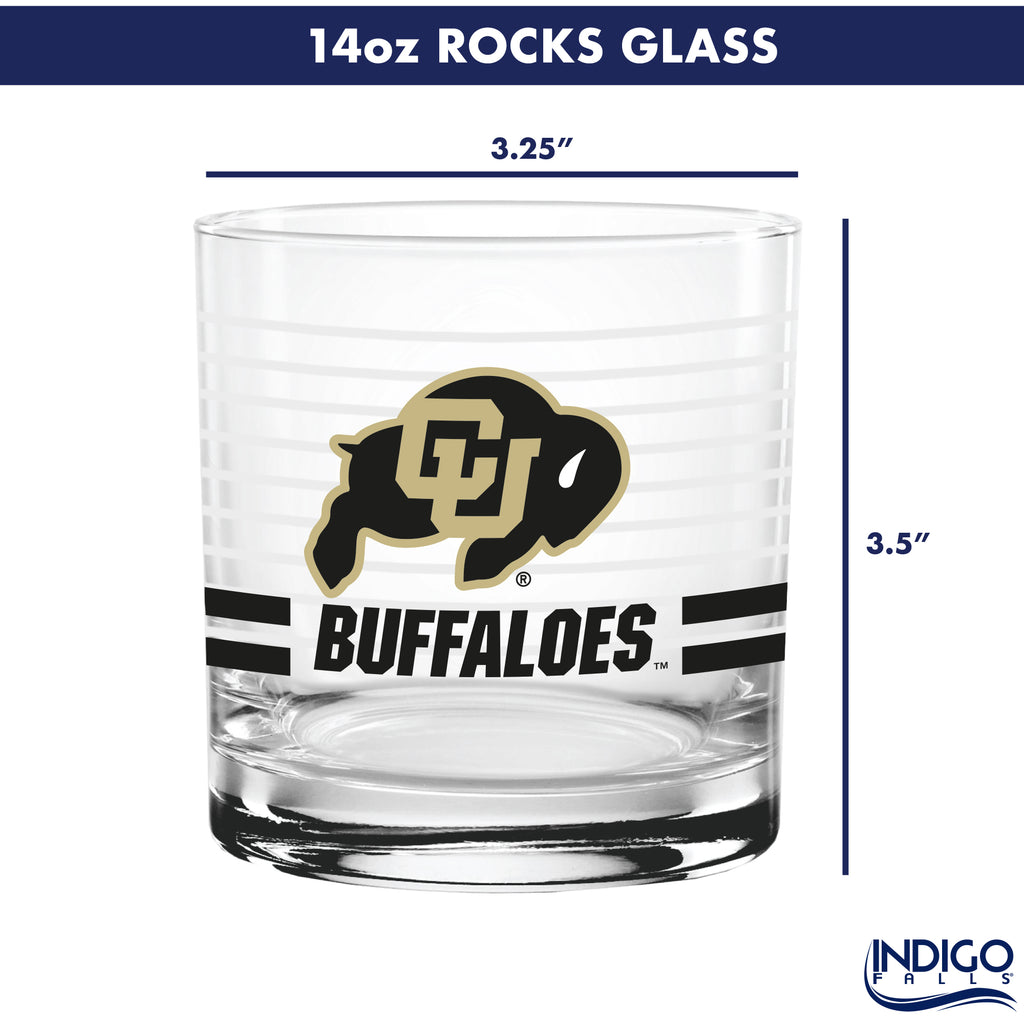 Set of 2 Colorado Buffaloes 14oz Ring Rocks Glasses