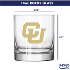 Set of 2 Colorado Buffaloes College Vault Sketch 14oz Rocks Glasses