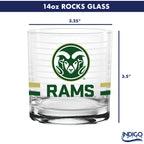 Set of 2 Colorado State Rams 14oz Ring Rocks Glasses