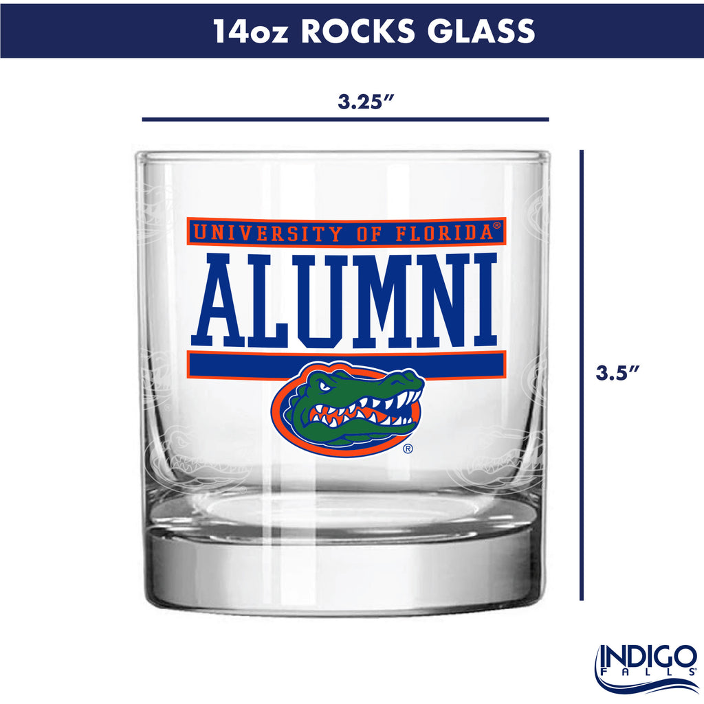 Set of 2 Florida Gators 14oz Alumni Rocks Glasses