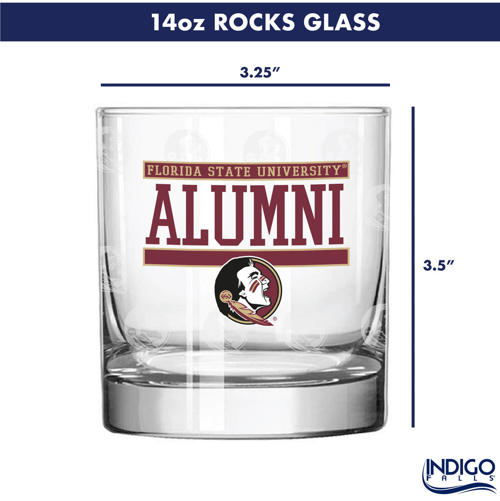 Set of 2 Florida State Seminoles 14oz Alumni Rocks Glasses