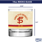 Florida State Seminoles Set of 2 College Vault Tan Retro 14oz Rocks Glasses
