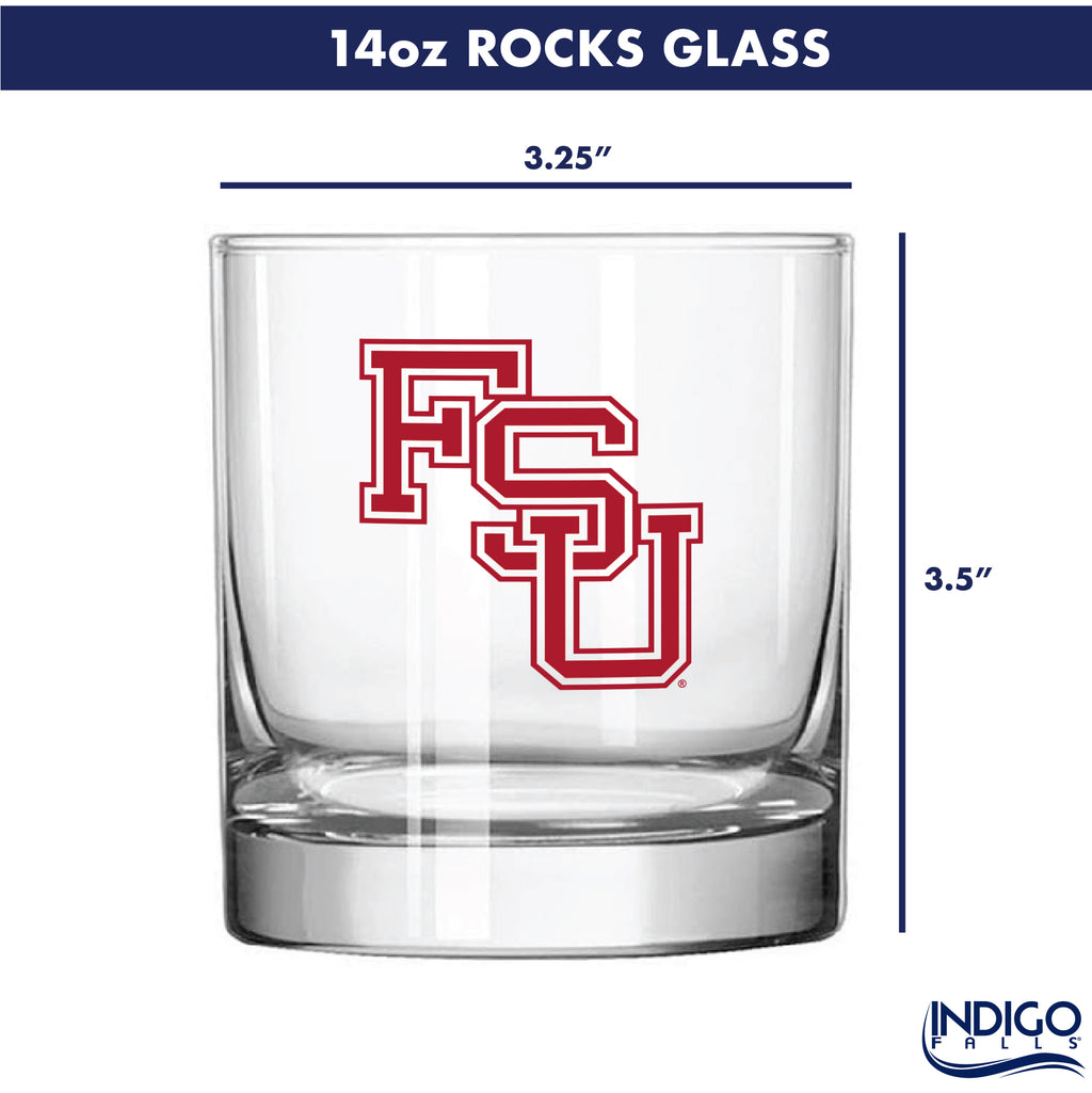 Set of 2 Florida State Seminoles College Vault Sketch 14oz Rocks Glasses