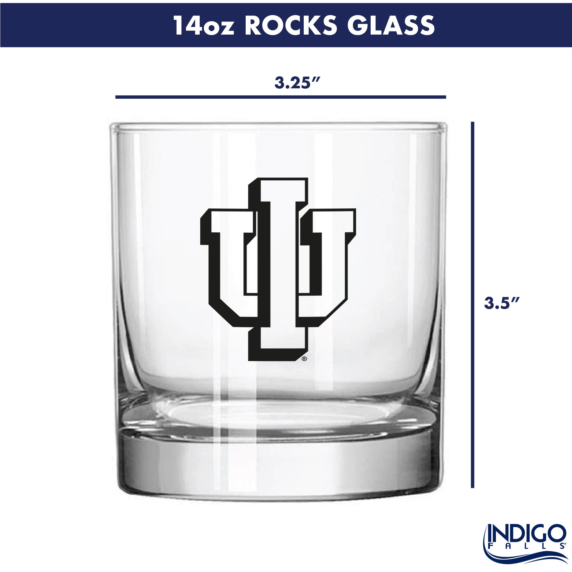 Set of 2 Indiana Hoosiers College Vault Sketch 14oz Rocks Glasses