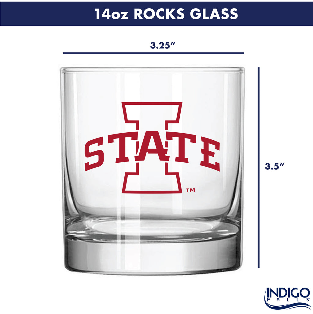 Set of 2 Iowa State Cyclones College Vault Sketch 14oz Rocks Glasses