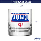 Set of 2 Kansas Jayhawks 14oz Alumni Rocks Glasses