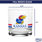 Set of 2 Kansas Jayhawks 14oz Ring Rocks Glasses