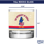 Kansas Jayhawks Set of 2 College Vault Tan Retro 14oz Rocks Glasses