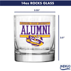 Set of 2 LSU Tigers 14oz Alumni Rocks Glasses