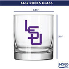 Set of 2 LSU Tigers College Vault Sketch 14oz Rocks Glasses