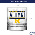 Set of 2 Michigan Wolverines 14oz Alumni Rocks Glasses