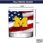 Set of 2 Michigan Wolverines 14oz Americana Rocks Glasses