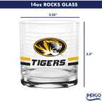 Set of 2 Missouri Tigers 14oz Ring Rocks Glasses