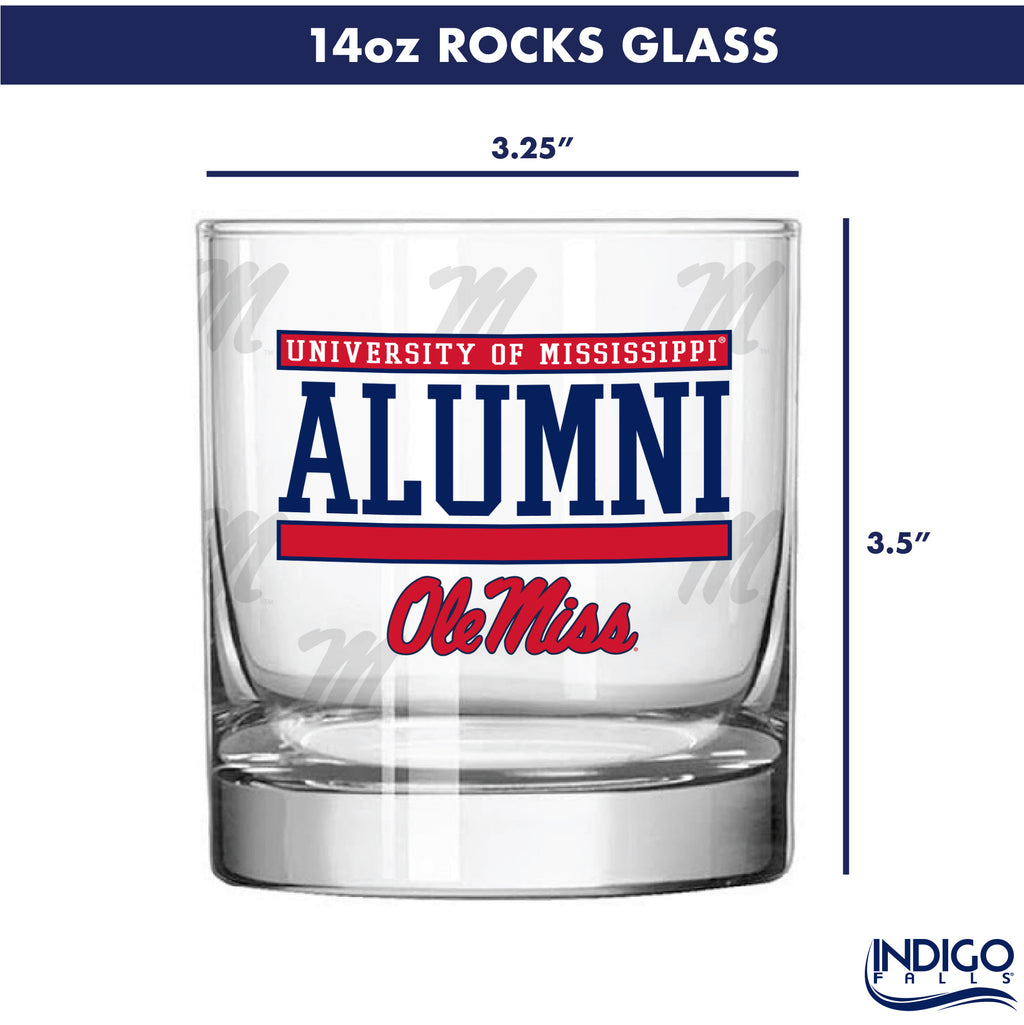 Set of 2 Ole Miss Rebels 14oz Alumni Rocks Glasses