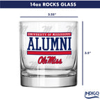 Set of 2 Ole Miss Rebels 14oz Alumni Rocks Glasses