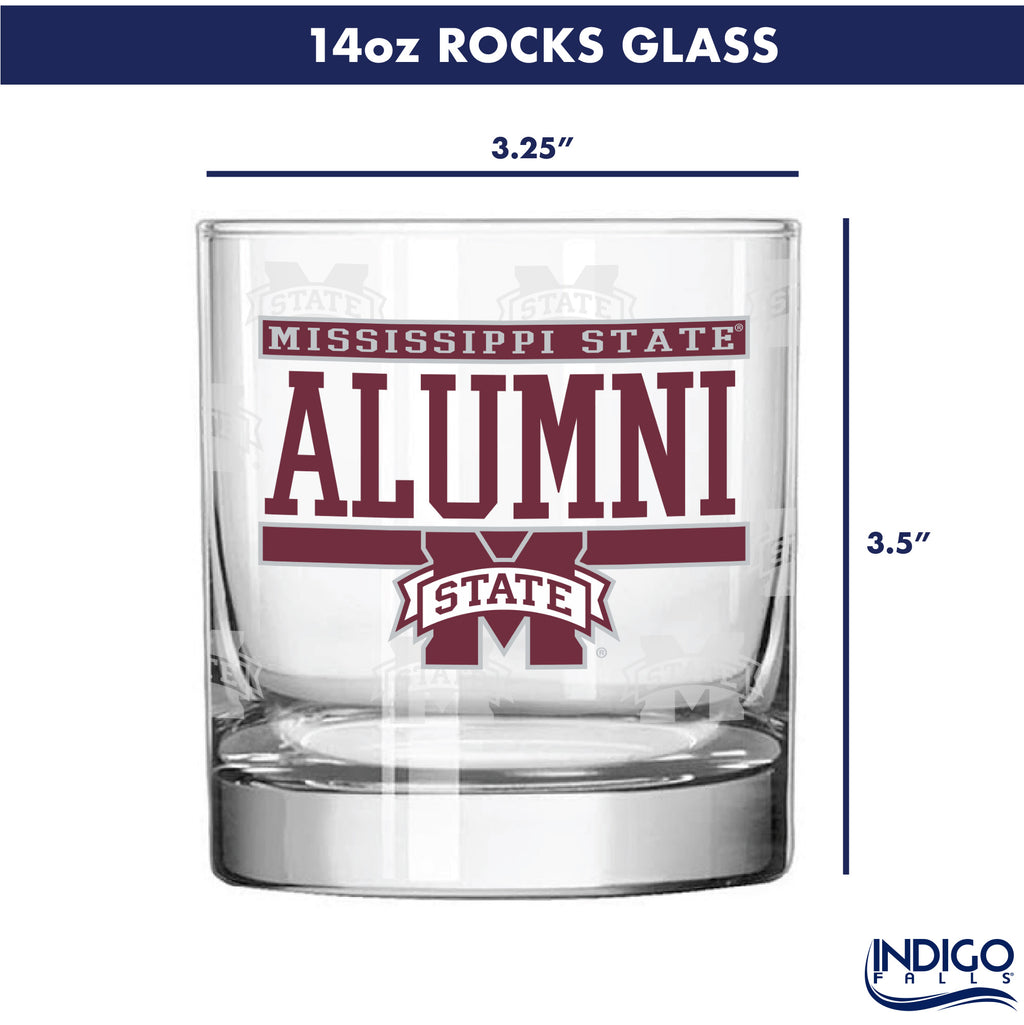 Set of 2 Mississippi State Bulldogs 14oz Alumni Rocks Glasses