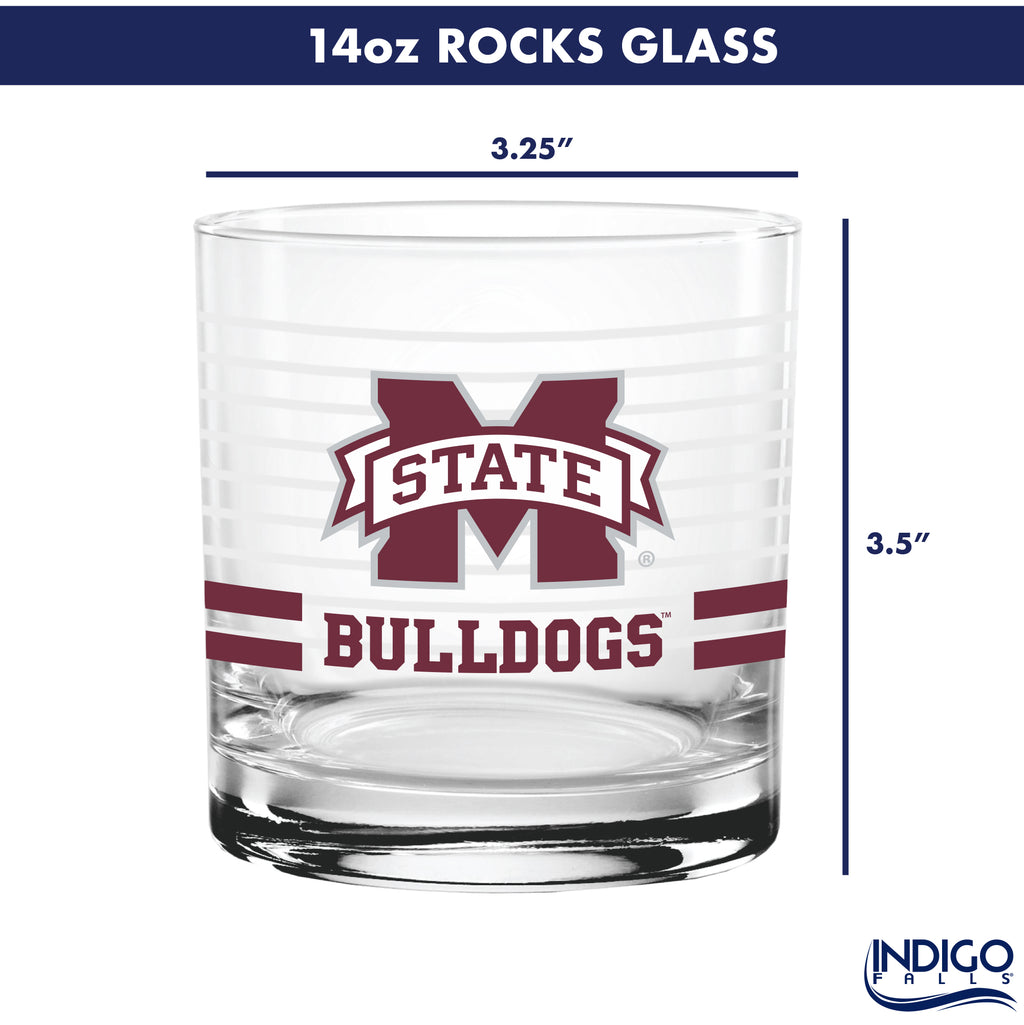 Set of 2 Mississippi State Bulldogs 14oz Ring Rocks Glasses