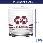 Set of 2 Mississippi State Bulldogs 14oz Ring Rocks Glasses