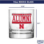 Set of 2 Nebraska Cornhuskers 14oz Alumni Rocks Glasses