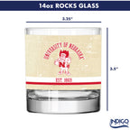 Nebraska Cornhuskers Set of 2 College Vault Tan Retro 14oz Rocks Glasses