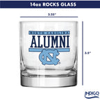 Set of 2 North Carolina Tar Heels 14oz Alumni Rocks Glasses