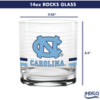 Set of 2 North Carolina Tar Heels 14oz Ring Rocks Glasses