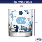 Set of 2 North Carolina Tar Heels Basketball Sketch 14oz Rocks Glasses