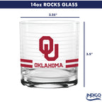 Set of 2 Oklahoma Sooners 14oz Ring Rocks Glasses