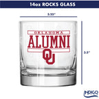 Set of 2 Oklahoma Sooners 14oz Alumni Rocks Glasses